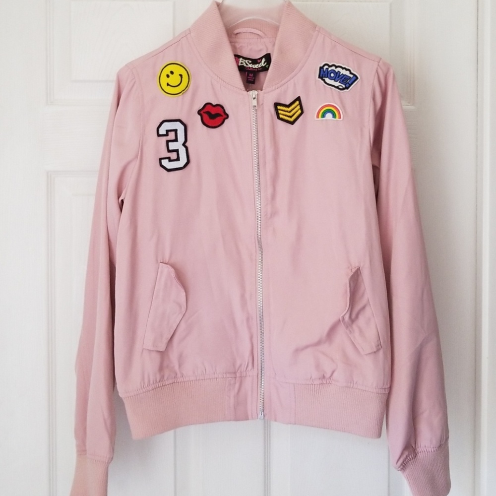 NEW Women's Blush Bomber Jacket with Patches